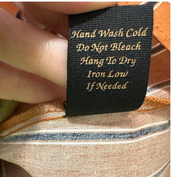 Mine brown black stripes off shoulder peasant top size Large - Picture 5 of 10